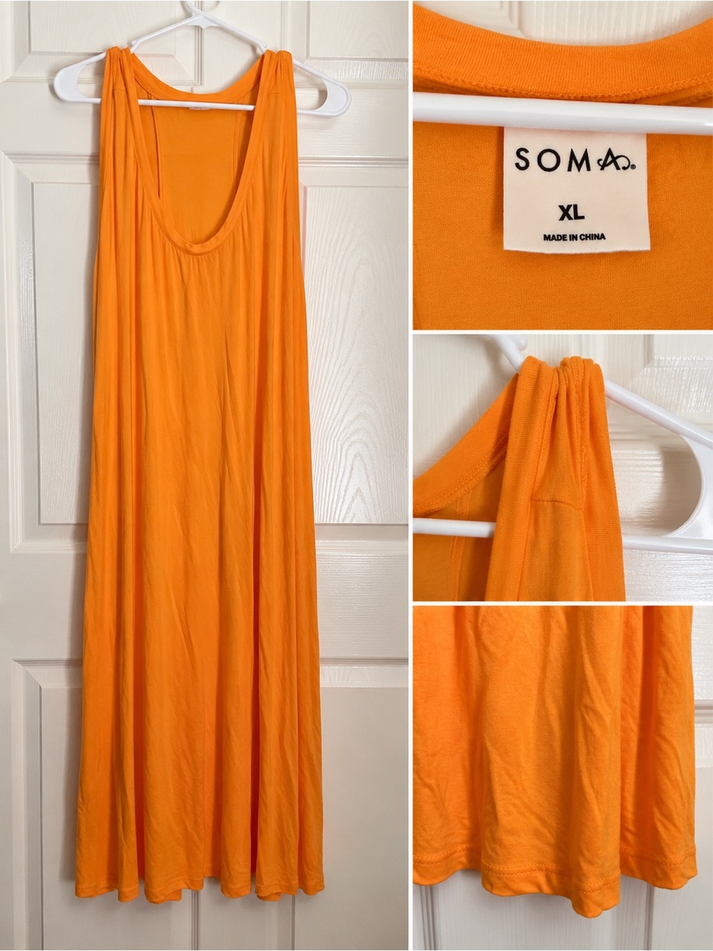 Soma XL Orange Maxi Lounge Dress Soft Sleeveless Scoop Neck Sleep Dress
